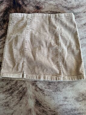 J for Justify Neutral Beige Corduroy Mini Skirt